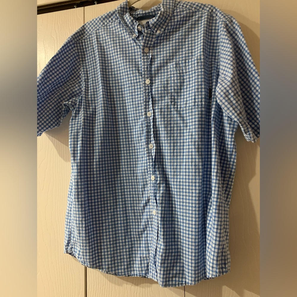 Columbia Light Blue Gingham Button-Down Shirt